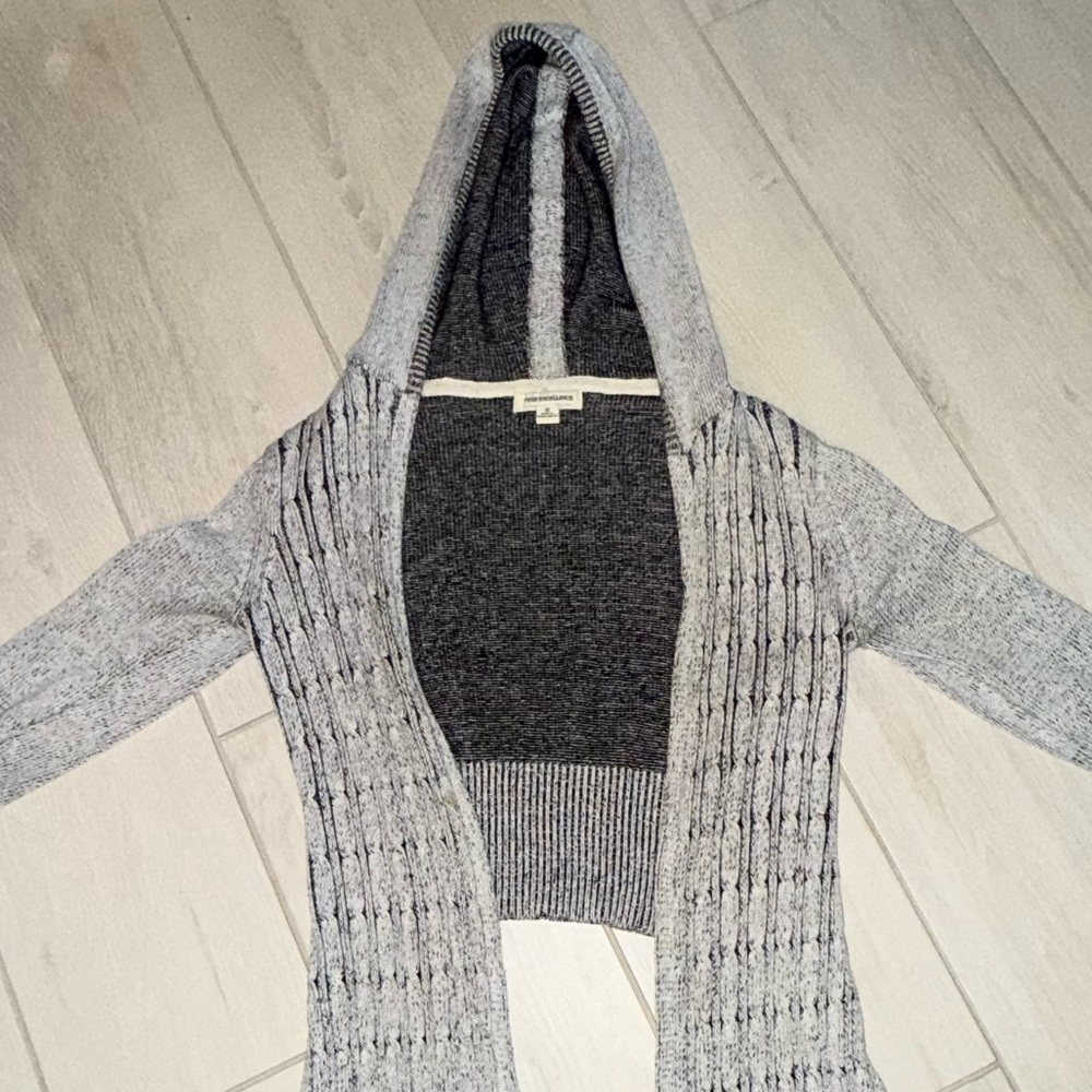 Poof Excellence: Gray Cropped Hooded Cardigan